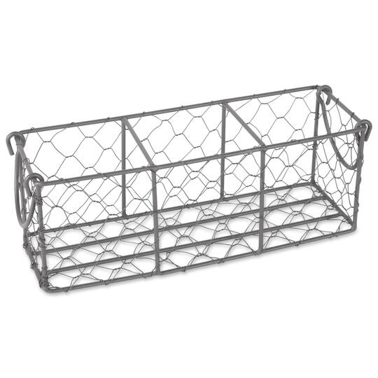 DII® Vintage Gray Chicken Wire Caddy with Clear Jars
